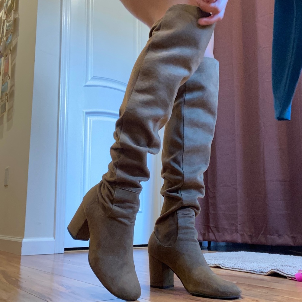 Tall Brown over the knee Heeled Boots
